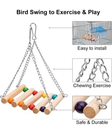 8 Pack Natural Wood Bell Bird Swing Toy for Parrots and Small Birds - Buy Online on SooperMarket.com