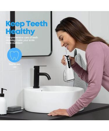 Cordless Water Flosser with 5 Modes & 4 Jet Tips - Portable Oral Irrigator for Teeth, USB Rechargeable - White - Buy Online on SooperMarket.com