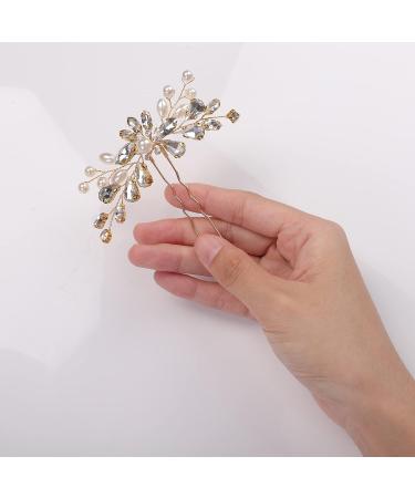 YERTTER 3pcs Gold Crystal Wedding Hair Pins Set - Rhinestone Clip for Bride, Bridesmaid, Flower Girl - Perfect for Updo, Bun, Prom, Party - Buy Online on SooperMarket.com
