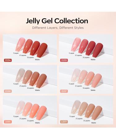 Modelones Gel Nail Polish 6 Colors Jelly Gel Polish Transparent Sheer Nude Neutral Nail Polish Soak Off UV Gel Nail Kit DIY Nail Art Salon Manicure Gifts for Women Girls Jelly Nude - Buy Online on SooperMarket.com