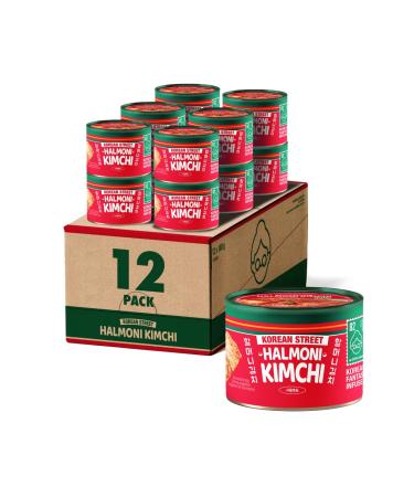 Korean Street Halmoni Canned Kimchi - Sharp Korean Slaved Kohl - Authentic Korean Eating Storage possible at room temperature - fits perfectly with ramen (Pack of 12)