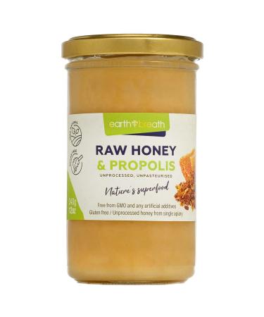 Earthbreath Honey with Propolis 340g - Raw Pure Natural - Immunity Support - Free from Any Artificial Additives - Unpasteurised Unfiltered 1
