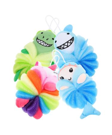 Angoily 4pcs Children's Bath Ball Bath Loofah Sponge Cartoon Bath Ball Household Body Scrubber Toddler Puffs Body Wash Sponge Body Wash for Kids Bath Loofahs Baby Pe Clean