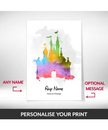 Personalised Cinderella Castle Watercolour Art Print - Disney Land/World Memories Keepsake. Children's Gift Nursery Decor - Walt Quote, A4 A5 - Buy Online on SooperMarket.com