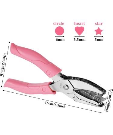 3 Pieces Handheld Hole Paper Punch Metal Single Hole Paper Punch Punchers with Soft Grip and 0.25 Inch Circle 0.2 Inch Star 0.22 Inch Heart Holes for DIY Craft Tags Clothing Ticket Scrapbook Tool - Buy Online on SooperMarket.com