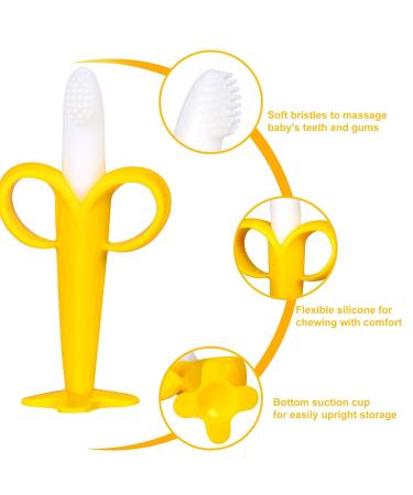 Silicone Baby Teething Toys Set - BPA-Free Banana & Giraffe Teether with Storage Case - Soothes Baby's Gums - Fruit Shape - 4 Pack - Buy Online on SooperMarket.com