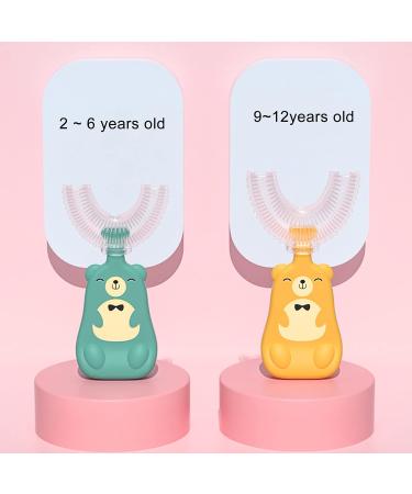 JENPECH Cute Bear/Duck Kids U-Shaped Toothbrush - Food Grade Soft Silicone Brush Head 360 Oral Teeth Cleaning Design for Toddlers and Children Yellow Bear 6-12 Years - Buy Online on SooperMarket.com