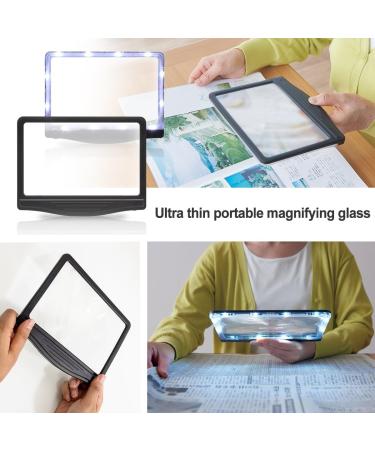 4X Large Ultra Bright LED Page Magnifier - Handheld Magnifier for Reading Seniors and Low Eyesight Person for Reading Small Fonts & Low Vision Seniors (Black) - Buy Online on SooperMarket.com