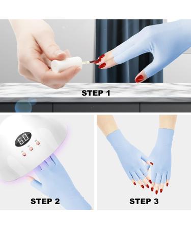 Arqumi UV Gel Nail Lamp Dryer Protection Gloves - 2 Pairs | Gel Manicure Fingerless Anti-UV Gloves for Nail Art - Cyan - Buy Online on SooperMarket.com