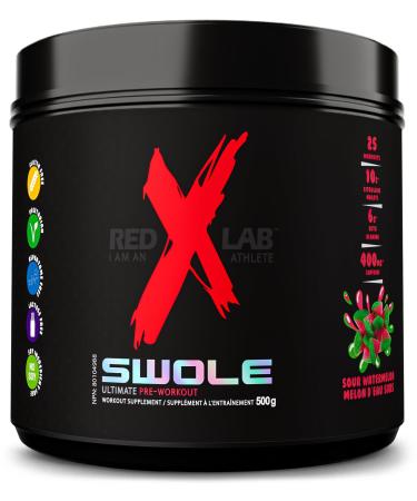 Red X Lab Swole Pre-Workout Powder Pumps & Strength Extreme Intensity Hyper Concentrate Citrulline Malate 2:1 Beta Alanine For Men & Women 25 Servings (Sour Watermelon 500g) Sour Watermelon 500 gram