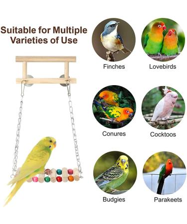 Bird Perches Cage Toys Parrot Wooden Platform Exercise Stands with Wood Swing Ferris Wheel Chewing for for Parakeet Conure Cockatiel Budgies Hummingbird (Style C) - Buy Online on SooperMarket.com