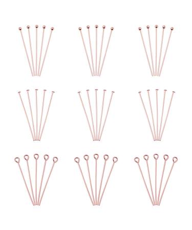 Pandahall 300pcs 30mm/24Gauge Brass Ball End Headpins Open Eye Pins Flat Head Pins Rose Gold for DIY Earring Pendant Jewelry Making Wrapping Looping Beading Findings Supplies