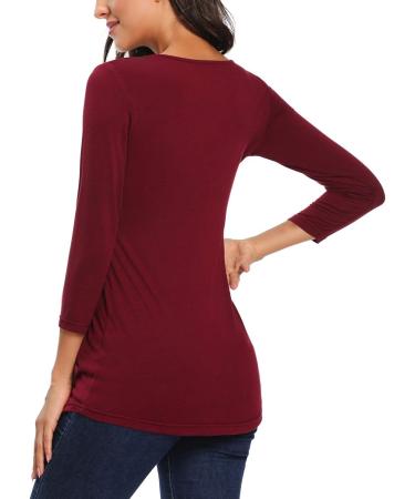 Love2Mi Women's Maternity Nursing Shirt- Layered Wrap Top in L-Wine Red M - Buy Online on SooperMarket.com