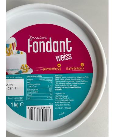 DECOCINO Fondant White 1kg Value Pack - Vegan Palm Oil Free for Cake Decorating Tarts & Cake Pops - Buy Online on SooperMarket.com