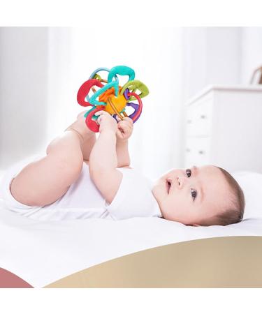 Baby Teether Toy - Soft Rattle & Sensory Ball for Teething Pain Relief | Food Grade Safe, Colorful Design | Infant Grip & Gum Massage - Buy Online on SooperMarket.com