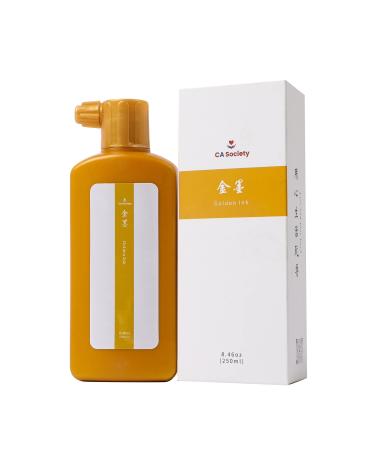 CA Society Gold Calligraphy Ink, Gold Sumi Ink, Sumi Calligraphy Ink, Chinese Calligraphy Painting Ink, 250ml (8.45oz) Glod