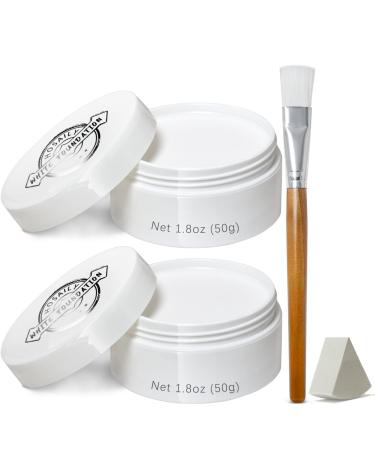 Clown White Face and Body Paint Makeup Kit Large Capacity Professional White Foundation Cream for Halloween Special Effects Face Painting Kits Including Brush and Sponge (100g/3.53 oz) White Face Paint