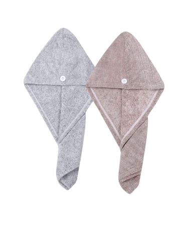 Shop M-bestl Hair Towel Turban - Quick-Dry Microfiber Towels (2 Pack) in Star Gray & Star Pink | Perfect for Fast Hair Drying - International Shipping Available - Buy Online on SooperMarket.com