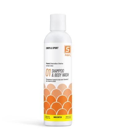 Solpri Swimmers Chlorine Swim Shampoo and Body Wash Unscented with Vitamin C 8 Fl Oz