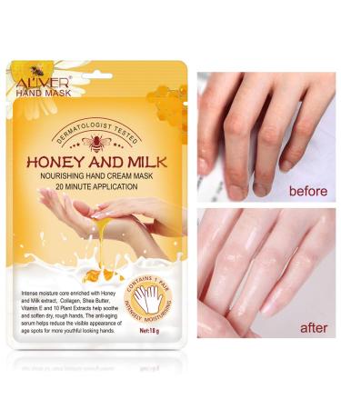 3 Pairs Moisturizing Peeling Hand Mask with Honey & Milk - Natural Plant Extracts Collagen Brightening & Anti-Aging Repair - Buy Online on SooperMarket.com