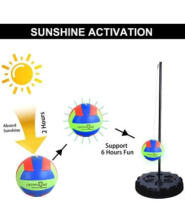 CROWN ME Glow in Dark Tetherball Ball Set - Includes Rope, Carabineer Hoop, Pump - Red/Green/Blue - 2 Needles - Buy Online on SooperMarket.com