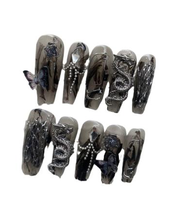 Handmade Nail Wearing Chinese Style Nail Beauty Dragon's Descendants: Fake Nail and Patch Nail Enhancement (Size : S)