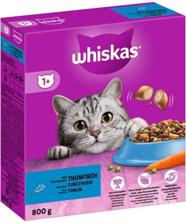 Whiskas Adult 1+ Dry Cat Food Tuna - 5x800g Packs | Premium Dry Food for Adult Cats - Available in Various Packaging - Buy Online on SooperMarket.com