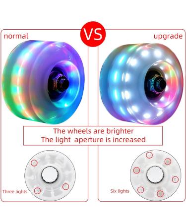Nezylaf 8 Piece Light Up Roller Skate Wheels with Bearings - Indoor/Outdoor Double Row Skating - 32x58mm 78A - Luminous 6-Color LED - Buy Online on SooperMarket.com
