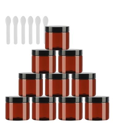 Tianzd 12 pieces small 50 ml brown plastic empty cream can with black lid 50 g empty socket screw box sheet metal cans cosmetic tap 6 pieces spatula brown 50ml