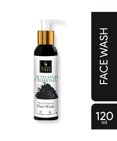 Good Vibes Activated Charcoal Face Wash | Deep Cleansing Formula for All Skin Types | Acne Control & Sebum Reduction | Paraben & Mineral Oil Free | 120 ml - Buy Online on SooperMarket.com