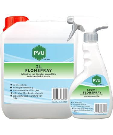 Pvu Flea Spray 2L + 500ml - Long-term effect against fleas & animal fleas inside and outside water-based 2 liters + 500ml
