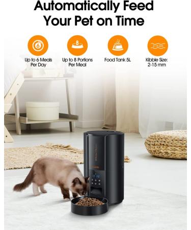 WOPET Automatic Cat Feeder  FT70 Plus Pet Dry Food Dispenser with Desiccant Bag for Cats and Dogs  Timed Cat Feeder Programmable 6 Meals Per Day  10s Voice Recorder Black - Buy Online on SooperMarket.com
