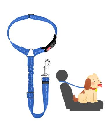 Adjustable string belt dog car headrest safety harness Dog dog seat belt dogs clasp strap with elastic for small dogs medium-sized puppy blue (blue)