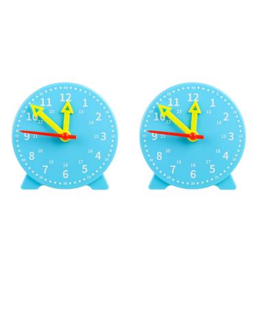 BVSRCP Learning watch children 2 pieces blue learning watch student learning clock time lesson and demonstration watch model 24-hour student clock for help children learn children in early education