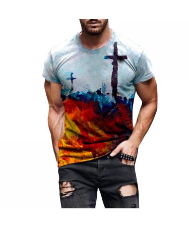 BIFUTON Shirts for Men Graphic Tees, Mens Graphic Tees Novelty Retro Printing T Shirts with Cool Designs Vintage Graphic Tees X-Large B-blue