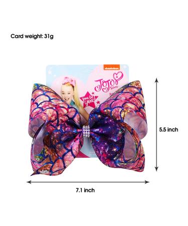 2 Pack Siwa Style Hair Bows for Girls - 8 Inch Large Ribbon Hair Barrettes Set | Mermaid Bows Accessories | Best Xmas Gift - Buy Online on SooperMarket.com