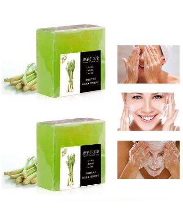 OUKPANE 2Pcs Citronella Soap  Natural Lemongrass Body Wash Soap Bar for Body & Facial Skin.