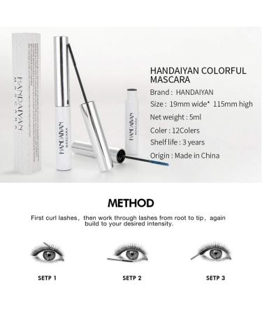 Allbestaye Colorful Waterproof Mascara | Long-Lasting Green Black & White | Fine Brush for Perfect Eyelashes - Buy Online on SooperMarket.com