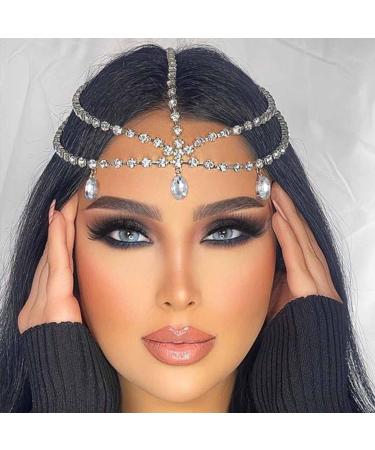 Yalice Rhinestone Layered Head Chain - Sparkly Bridal Headpieces for Women and Girls (Silver) - Buy Online on SooperMarket.com
