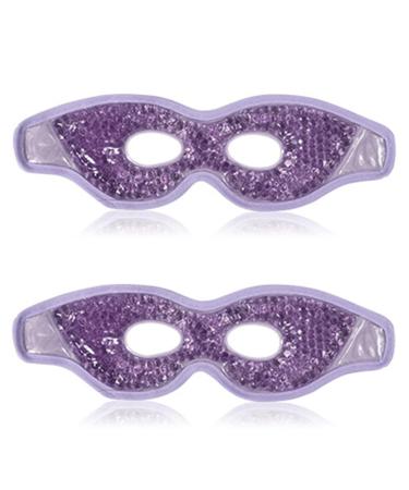 2 pieces of eye mask cooling cold face mask reusable eye mask with gel beads cooling sleeping mask ice mask for migraines/dark circles/headache/dry eyes/swollen (purple)