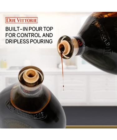 Due Vittorie Oro Gold Balsamic Vinegar of Modena 500ml Glass Decanter with Built-in Pourer - 16.91 Fl Oz - Buy Online on SooperMarket.com