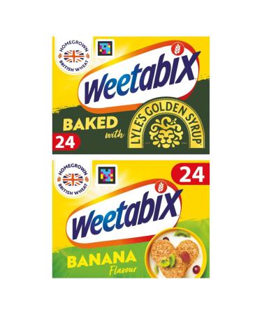 Cereal Wheat Bundle Containing Weetabix Golden Syrup 24pk 520g & Weetabix Banana Cereal 24pk 540g (2 Pack)