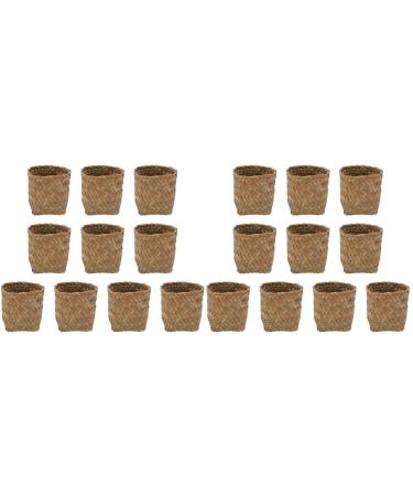 Cabilock 20pcs Wicker Baby Exquisite Grocery Flower Handwoven Crafts Chip Mini Makeup For Dollhouse Ring Natural Bamboo Sweet Goodies Portable Plant Favor Outdoor Anniverary Seagrass