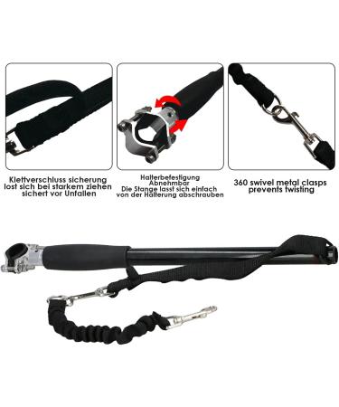 Hands-Free Dog Bicycle Leash for Training & Jogging | Ifcow Black Bike Leash for Dogs - Distance Holder & Coach - Buy Online on SooperMarket.com