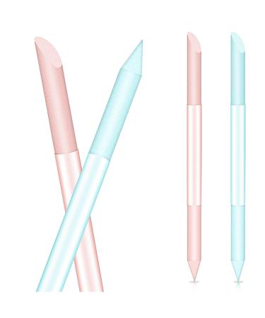 2 pieces round nail file glass nail skin slide nail skin remover tool double -sided nail skin trimmer Professional manicure stick (blue pink) blue pink