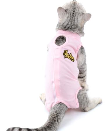 Ranphy Cat Recovery Suit for Abdominal Wounds or Skin Diseases Soft Cotton Surgical Recovery Shirt Breathable E-Collar Alternative After Surgery Home Indoor Anti Licking Clothes Pink M M(Chest:34cm Back:25cm Neck:24cm) pink - Buy Online on SooperMarket.com