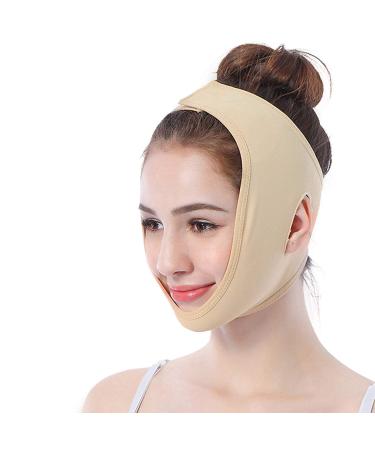 Facial Lifting Slimming Belt Face Cheek V Shape Lift Up Thin Mask Strap Face Line Smooth Breathable Compression Double Chin Reduce Bandage for Daily Use(L)
