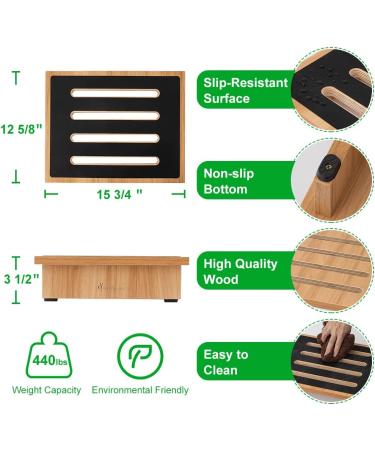 StrongTek One Step Stool for Adults with Non-Slip Rubber Stepping Surface  Portable Single Wooden Riser  440 lb. Load Capacity for Kitchen  Bathroom  or Bedside  Kid and Senior Support (Natural) - Buy Online on SooperMarket.com