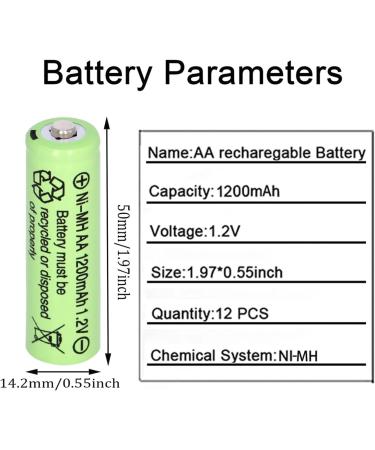 Ni-MH Rechargeable AA Batteries 1.2V 1200mAh - High Capacity for Solar Lights Mouse & Keyboard (Pack of 12 - Buy Online on SooperMarket.com