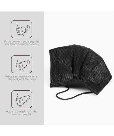 100PCS Kids Black Disposable Face Masks 3 Ply Breathable for 4-12 Ages Boys and Girls - Buy Online on SooperMarket.com